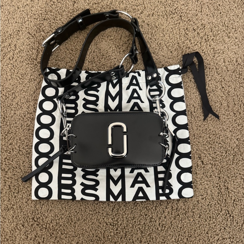 Marc Jacobs Black Double J Leather Crossbody Camera Bag